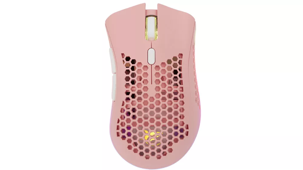 Myš White Shark Lionel WGM-5012 Pink pri používaní s dôrazom na ergonomický tvar a presnosť senzora v každodennom nasadení